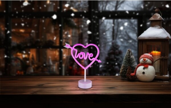 Decorațiune LED neon de masă Globo 28066 ARMOR LED/2W/3xAA inimă