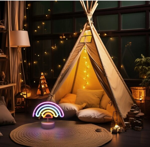 Decorațiune LED neon de masă Globo 28063 PELANGI LED/2W/3xAA curcubeu