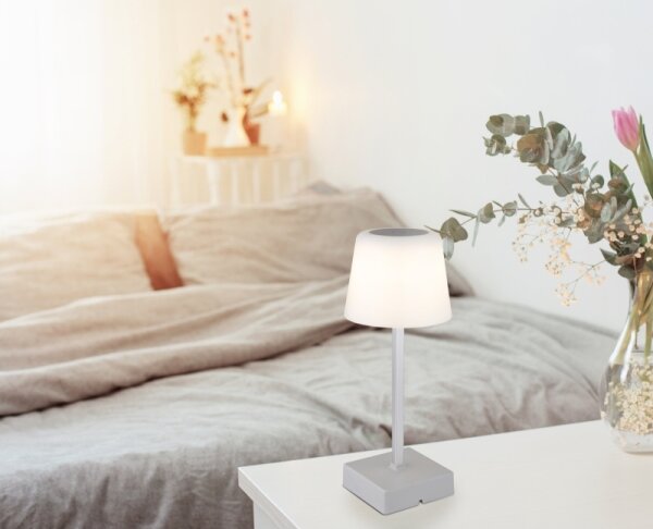 Lampă LED tactilă reîncărcabilă dimabilă de masă Globo 28061SI XAYDEN 2W/5V 800 mAh argintiu