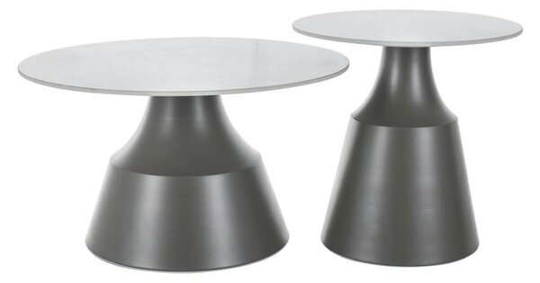 Set 2 masute ITAKA, alb/gri, ceramica/metal