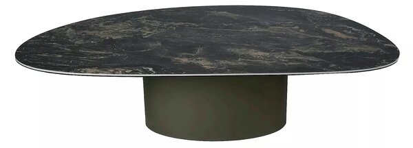 Măsuță cafea BELLO A, negru lucios/cupru, ceramică/sticlă securizată/m