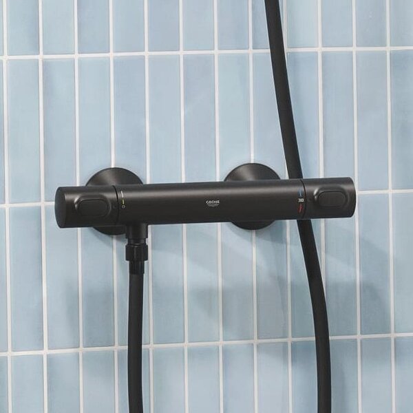 Grohe Precision Flow baterie de duș perete cu termostat negru 348402430