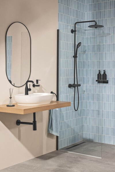 Grohe Vitalio Joy set de duș perete cu termostat cu duș de ploaie negru 264032432
