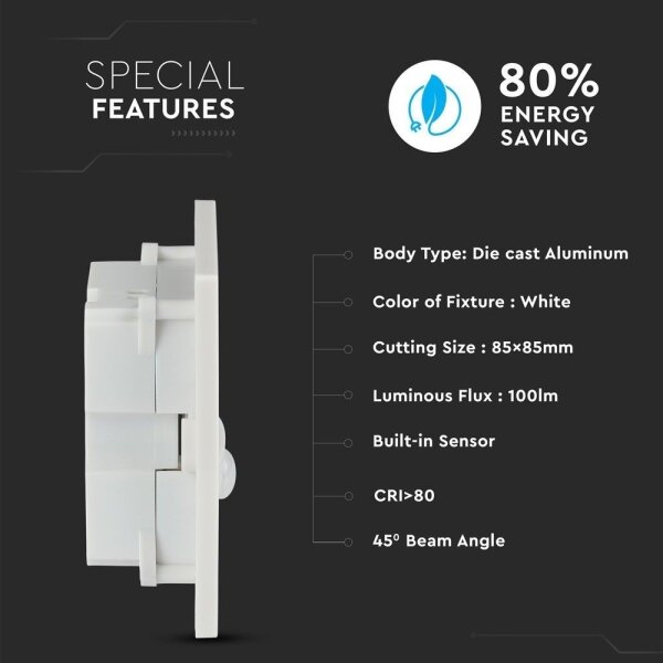 Corp de iluminat LED pentru scări cu senzor de mișcare LED/3W/230V 4000K alb