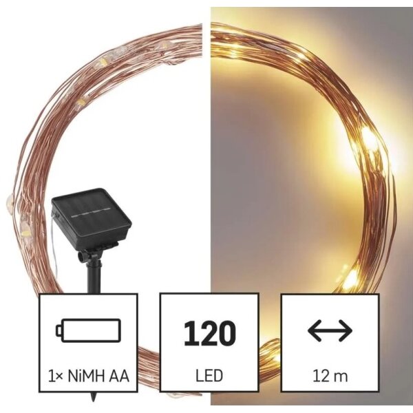 Instalație LED solară LED/2,4W/1,2V 1xAA 15 m IP44 3000K 600 mAh