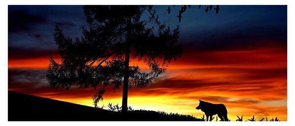 Tablou - Silueta unui lup (120x50 cm)