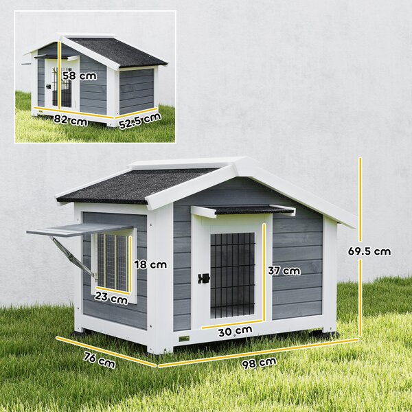 PawHut Cușcă pentru Câini Căsuță pentru Câini de Exterior din Lemn, 98x76x69.5cm | Aosom Romania