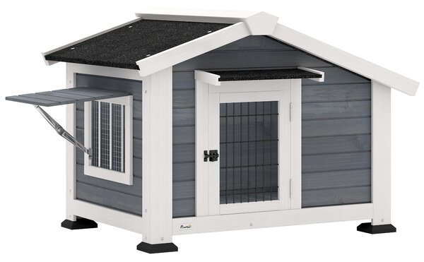 PawHut Cușcă pentru Câini Căsuță pentru Câini de Exterior din Lemn, 98x76x69.5cm | Aosom Romania
