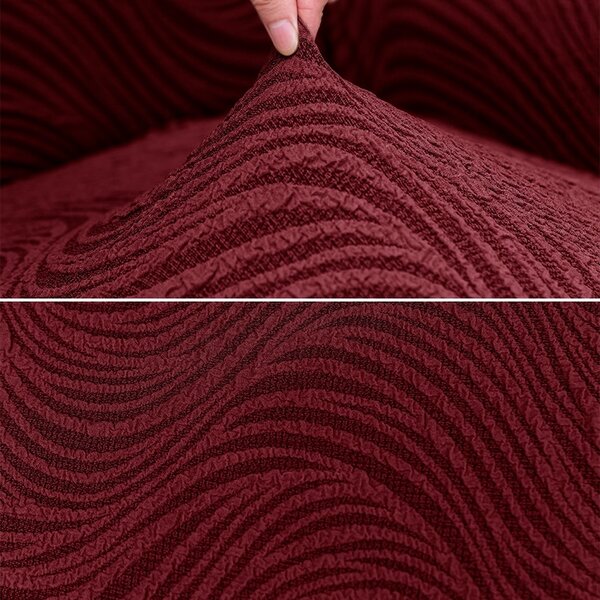 Husa elastica pentru canapea 3 locuri, fara volanas, model Jacquard Bordo in dungi
