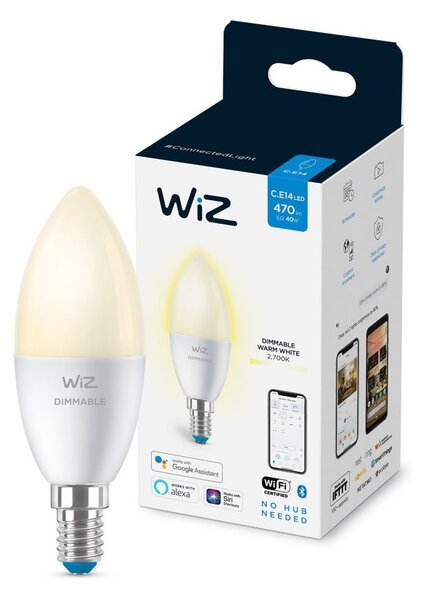 Bec LED dimabil C37 E14/4,9W/230V 2700K CRI 90 Wi-Fi WiZ