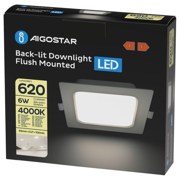 Aigostar - Corp de iluminat LED încastrat 6W/230V 4000K 12x12 cm alb