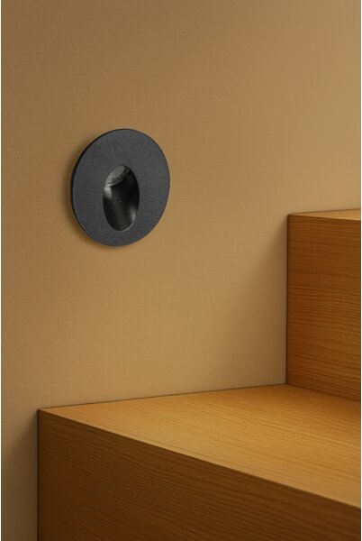 Brilagi - Spot încastrat pentru exterior STAIRDOT LED/2W/230V, negru, IP65, rotund