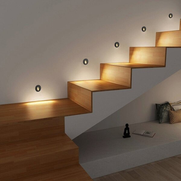 Brilagi - Spot încastrat pentru exterior STAIRDOT LED/2W/230V, negru, IP65, rotund