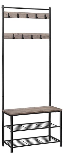 Perete de hol metalic INDUSTRY 175 cm, negru/gri-maroniu