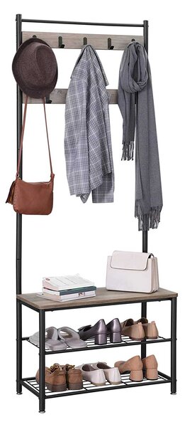 Perete de hol metalic INDUSTRY 175 cm, negru/gri-maroniu