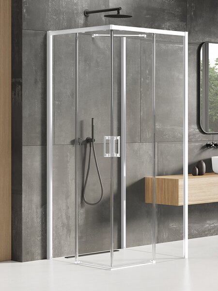 New Trendy Prime White cabină de duș 90x80 cm dreptunghiular alb mat/sticlă transparentă K-1093