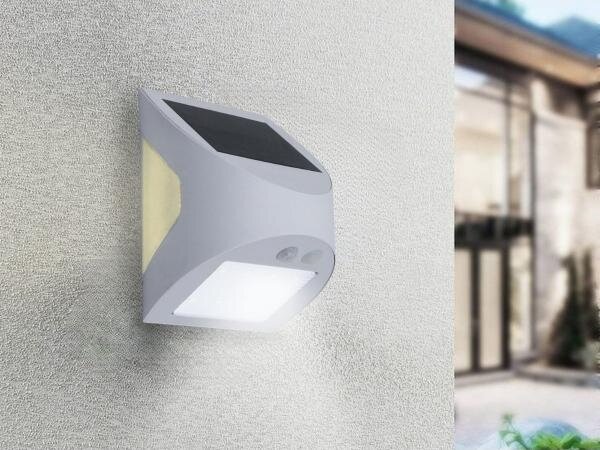 Aplica solară de perete cu senzor, LED, 3W, 3,7V, 1200 mAh, IP54, alb