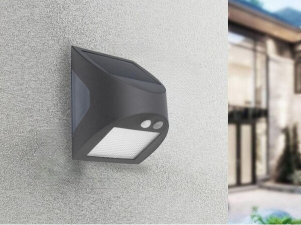 Lampă solară de perete LED cu senzor LED/3W/3,7V 1200 mAh IP54 antracit