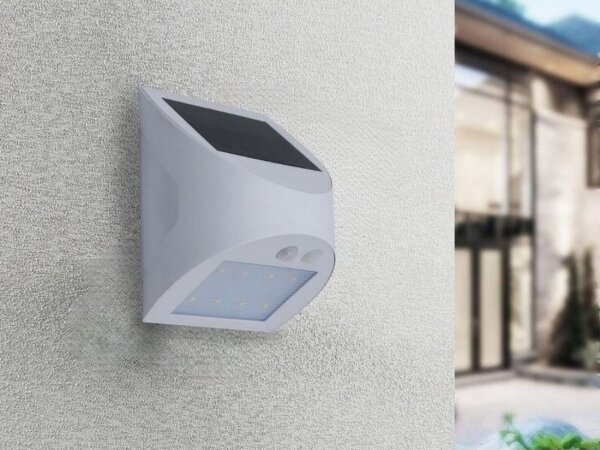 Aplica solară de perete cu senzor, LED, 3W, 3,7V, 1200 mAh, IP54, alb