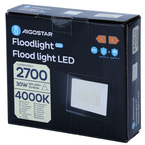 Aigostar - Proiector LED 30 W, 230 V, 4000 K, IP65