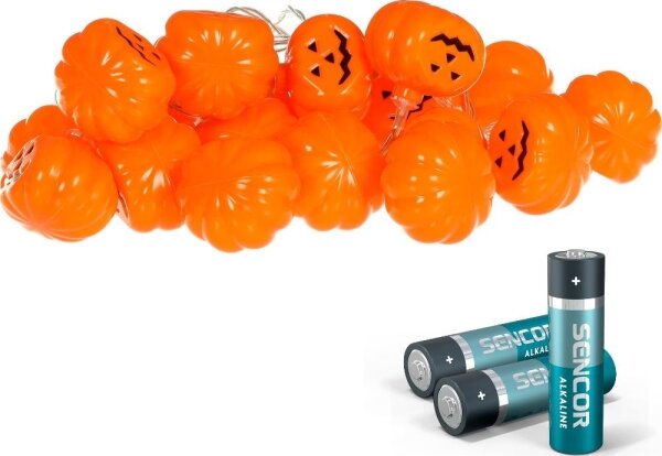 Lanț LED decorativ HALLOWEEN Retlux 20xLED/3xAA/alb cald 3,3m dovleci