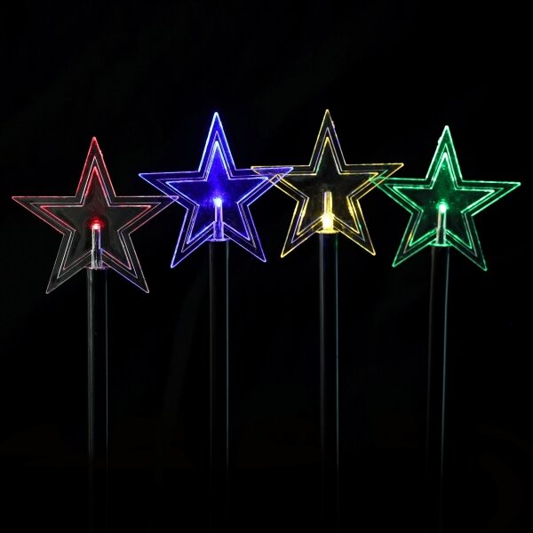 Aigostar - Lampă solară LED RGBY de Crăciun, 1,2 V, 8 moduri, 1 m, IP65, 800 mAh, decor stele