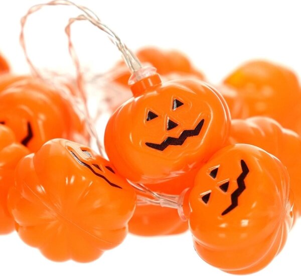 Lanț LED decorativ HALLOWEEN Retlux 20xLED/3xAA/alb cald 3,3m dovleci