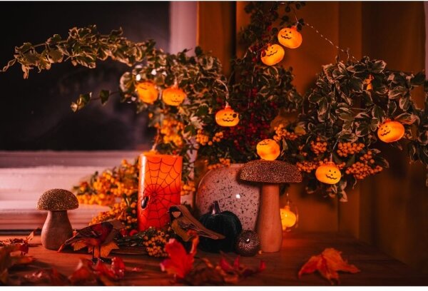 Lanț LED decorativ HALLOWEEN Retlux 20xLED/3xAA/alb cald 3,3m dovleci