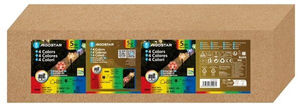 Aigostar - LED RGBY Lampă solară de Crăciun LED/1,2V/8 funcții 1m IP65 800mAh fulgi de zăpadă