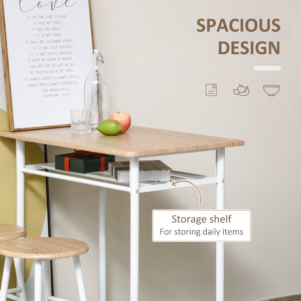 HOMCOM Set Mobilier pentru Bar, Masă și 2 Scaune Asortate, Design Modern, Alb | Aosom Romania