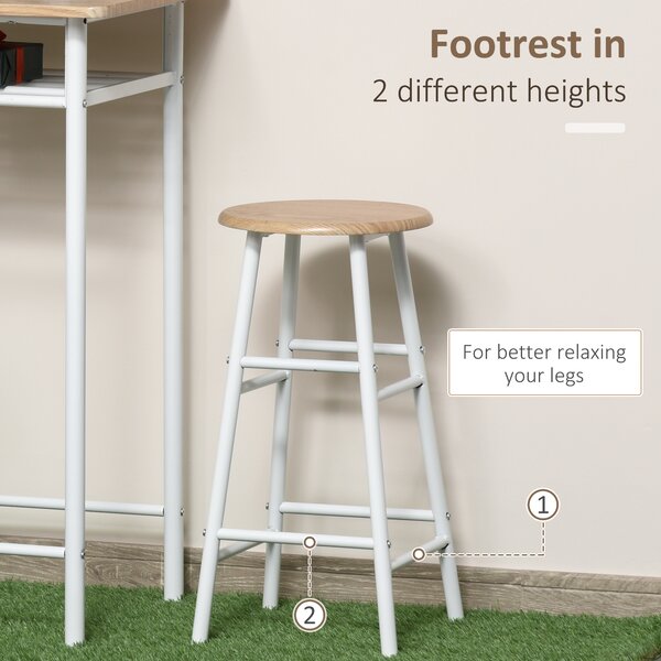HOMCOM Set Mobilier pentru Bar, Masă și 2 Scaune Asortate, Design Modern, Alb | Aosom Romania