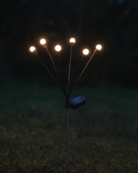 Lampă solară LED cu 6 LED-uri, 1,2 V, 300 mAh, IP44, negru