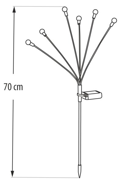 Lampă solară LED cu 6 LED-uri, 1,2 V, 300 mAh, IP44, negru