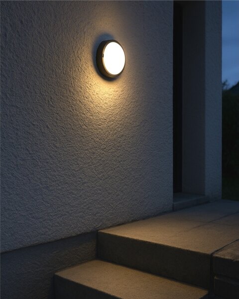 Plafonieră LED de exterior, 8W, 230V, 4200K, diam. 14 cm, IP64, neagră