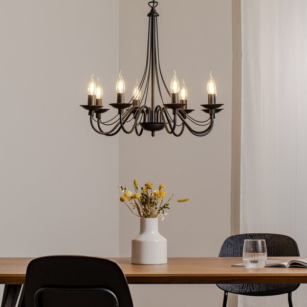 ALDEX Candelabru roz, negru, 8 becuri, metal, reglabil, Negru, Camera de zi / sufragerie, Metal