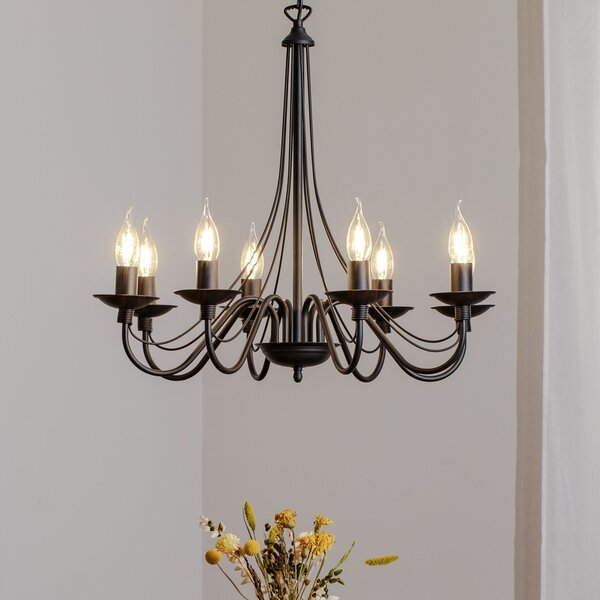 ALDEX Candelabru roz, negru, 8 becuri, metal, reglabil, Negru, Camera de zi / sufragerie, Metal