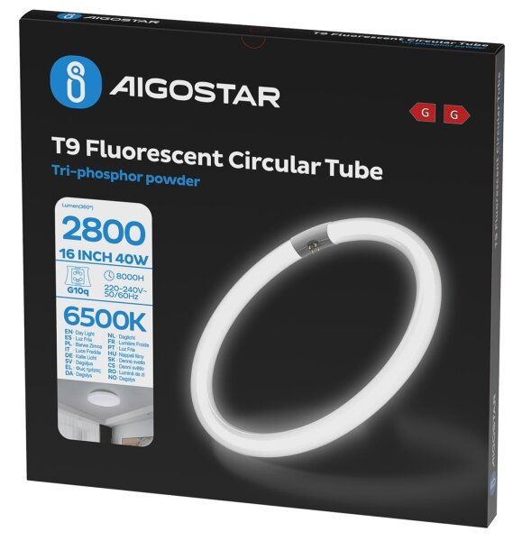 Tub fluorescent T9 G10q/40W/230V 6500K - Aigostar