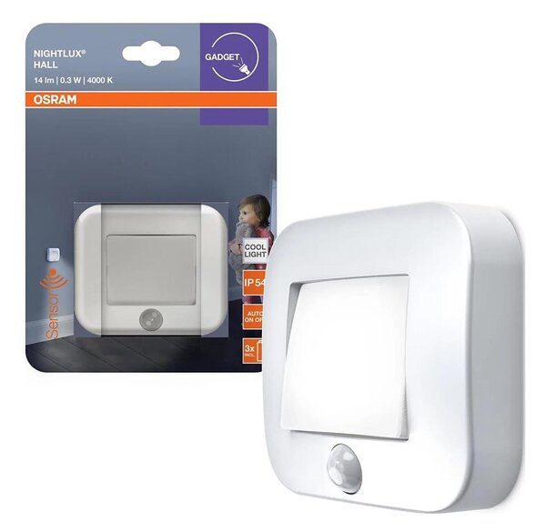 Osram - NIGHTLUX Lampă de veghe LED cu senzor, 0,3 W, 3x AAA, IP54