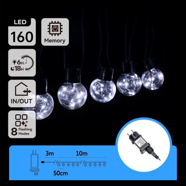 Aigostar - Ghirlandă luminoasă LED decorativă pentru exterior 160xLED/3,6W/230V 10m IP44 alb rece