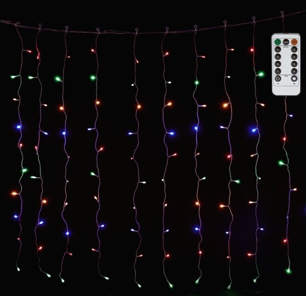 Aigostar - Ghirlandă de Crăciun LED RGBY pentru exterior, 300 LED/6W/230V, 8 moduri, 3x1 m, IP44 + telecomandă