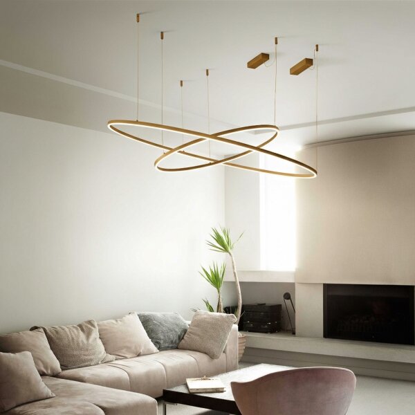 Ideal Lux - Lustră suspendată pe cablu ORACLE SLIM LED/37W/230V 3000K diam. 70 cm auriu