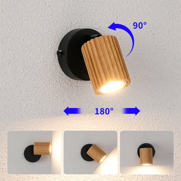 Brilagi - Aplica spot de perete MODERN WOOD 1xGU10/8W/230V lemn/negru