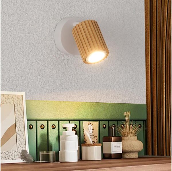 Brilagi - Aplică de perete cu spot MODERN WOOD 1xGU10/8W/230V lemn/alb