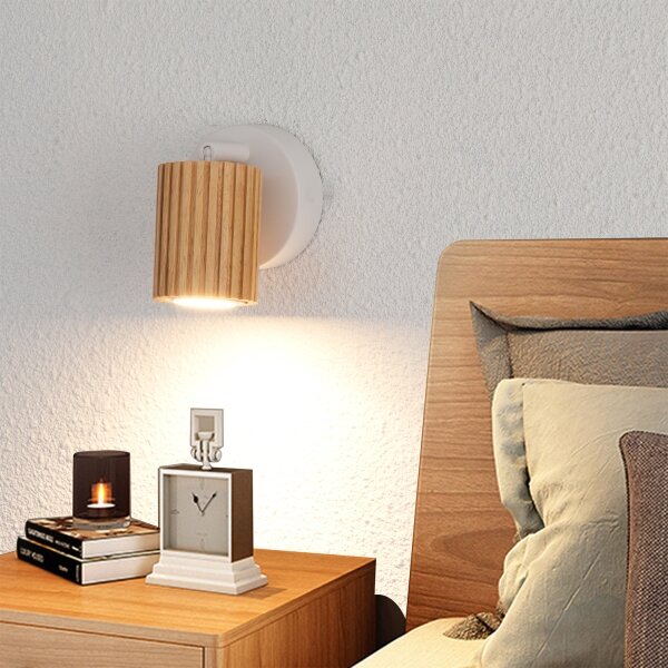Brilagi - Aplică de perete cu spot MODERN WOOD 1xGU10/8W/230V lemn/alb