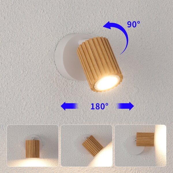 Brilagi - Aplică de perete cu spot MODERN WOOD 1xGU10/8W/230V lemn/alb