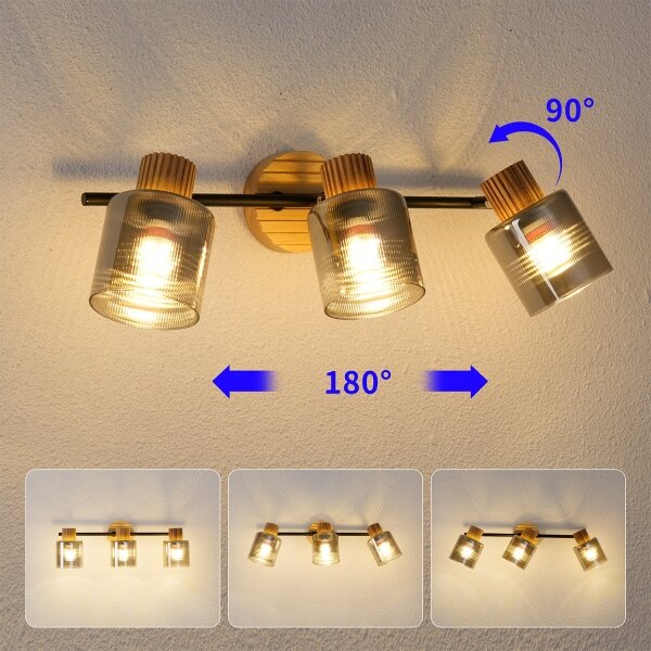 Brilagi - Corp de iluminat tip spot HYGGE, 3x E14, 15W, 230V, lemn/fumuriu