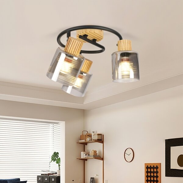 Brilagi - Spot HYGGE 3xE14/15W/230V lemn/sticlă fumurie