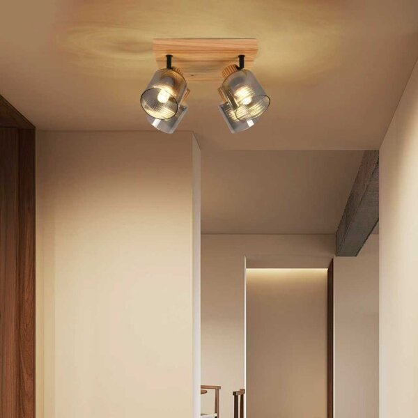 Brilagi - Plafonieră cu spoturi HYGGE 4xE14/15W/230V lemn/fumuriu
