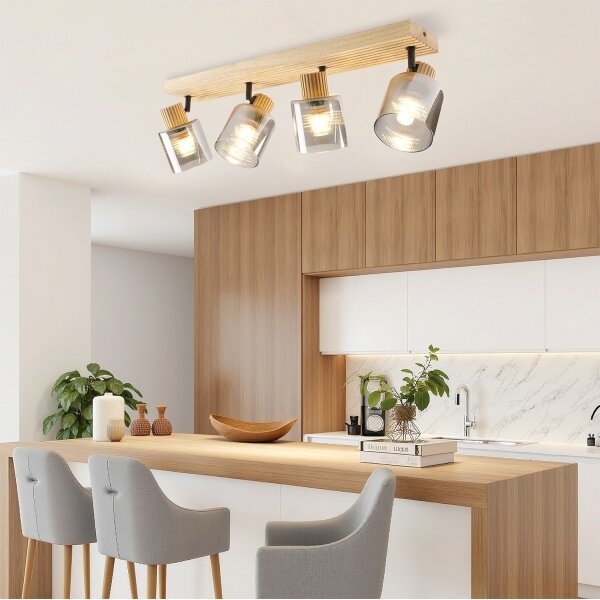 Brilagi - Lampă spot HYGGE 4xE14/15W/230V lemn/fumuriu