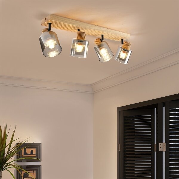 Brilagi - Lampă spot HYGGE 4xE14/15W/230V lemn/fumuriu